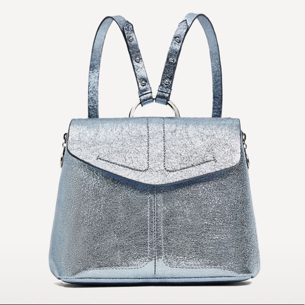 Zara metallic backpack with flap